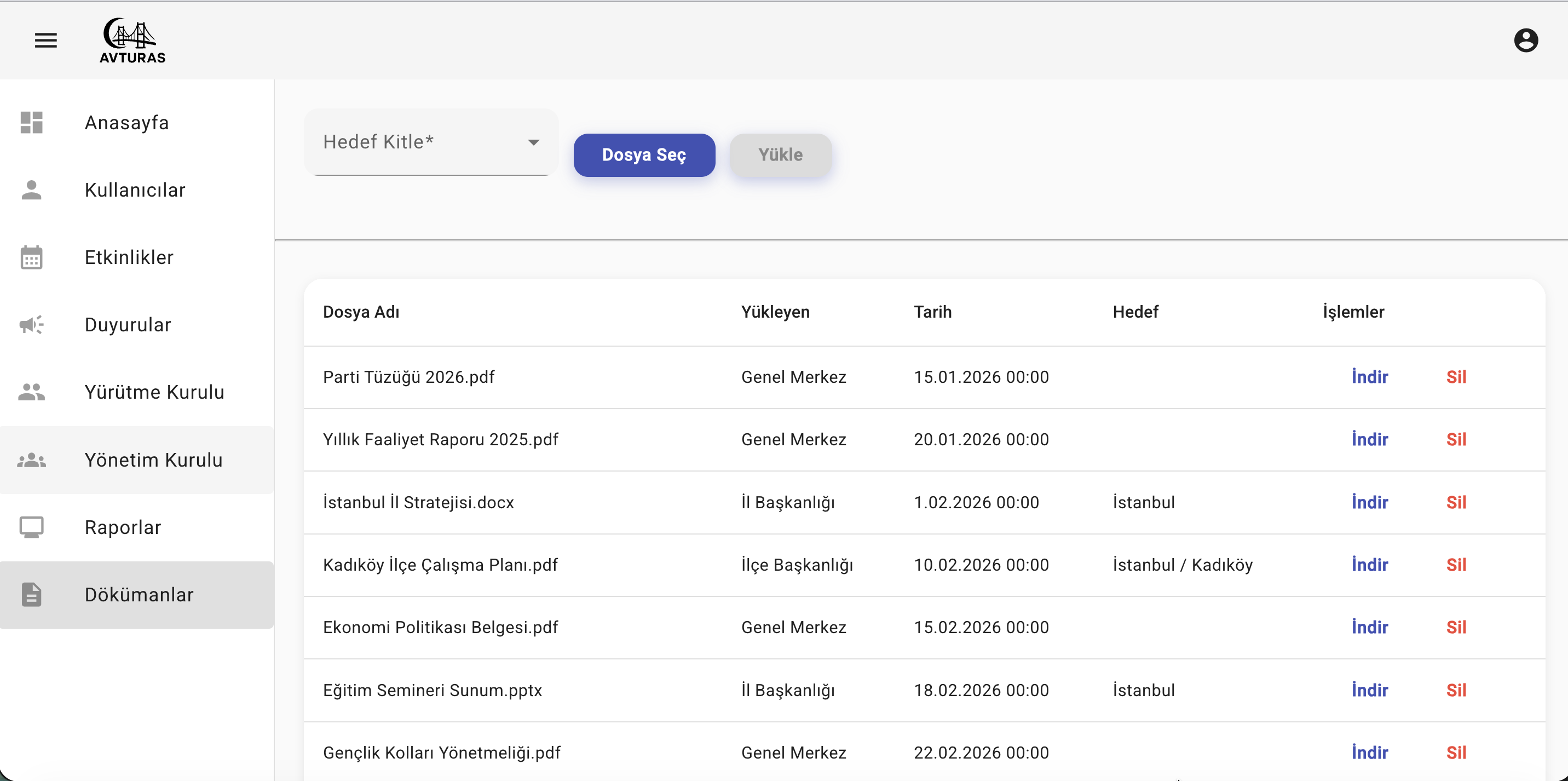 Dökümanlar ekran görüntüsü